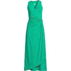Light Weight Cotton Modal Sleeveless Surplice Maxi Dress | Lands’ End XL Green
